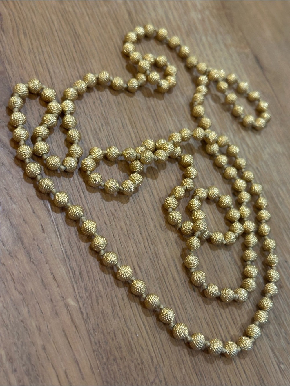 Textured Gold Bead Necklace - Women Jewelry